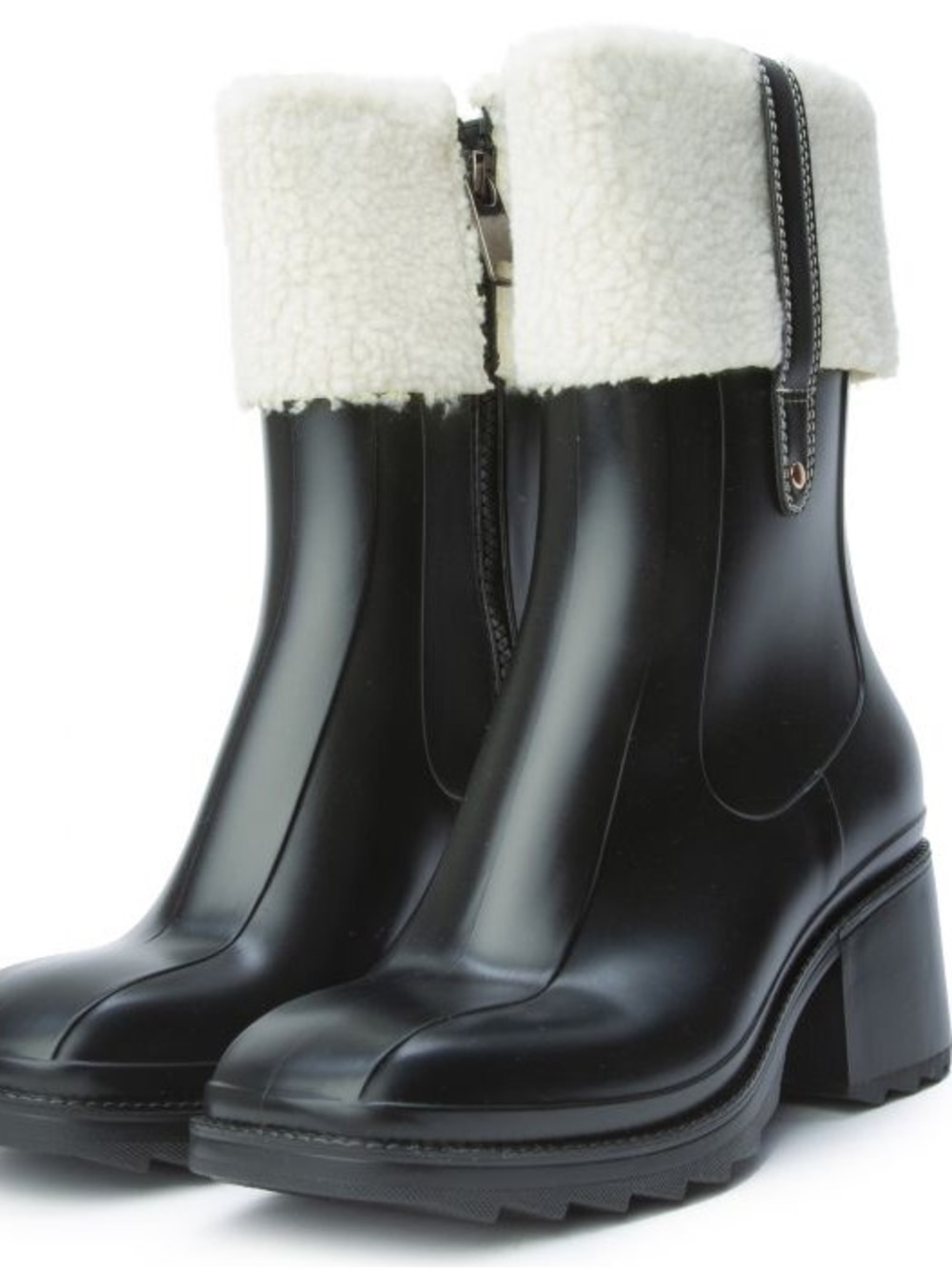 Cape Robbin Black Chrisma Ankle Booties with White Faux-Shearling Sherpa Trim